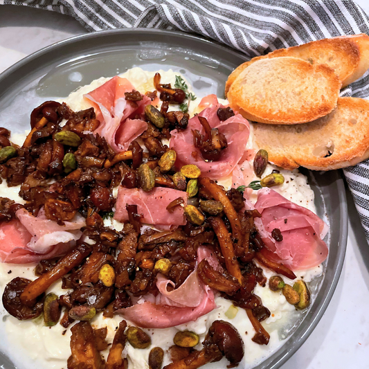Champignons marinés du Millésime sur burrata