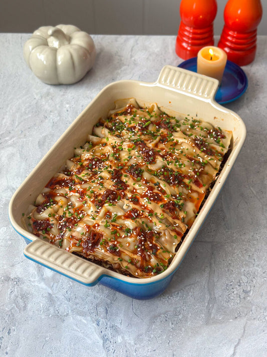 Lasagne dumpling au porc et aux shiitakes